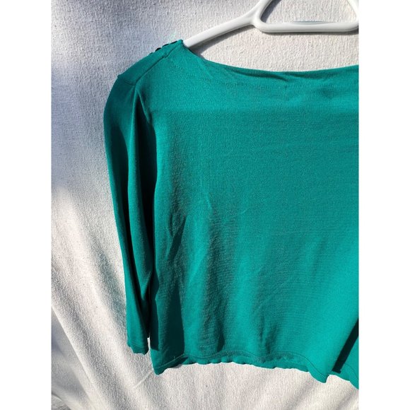 Drapers and diamonds. Petites Women’s Sweater PS green sequence stretch round ne - Picture 5 of 8
